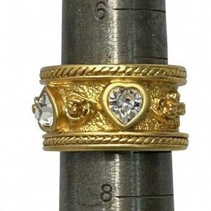 Avon 90s Elizabeth Taylor Love Blooms Ring Size 7 Roses & Hearts Gold Tone